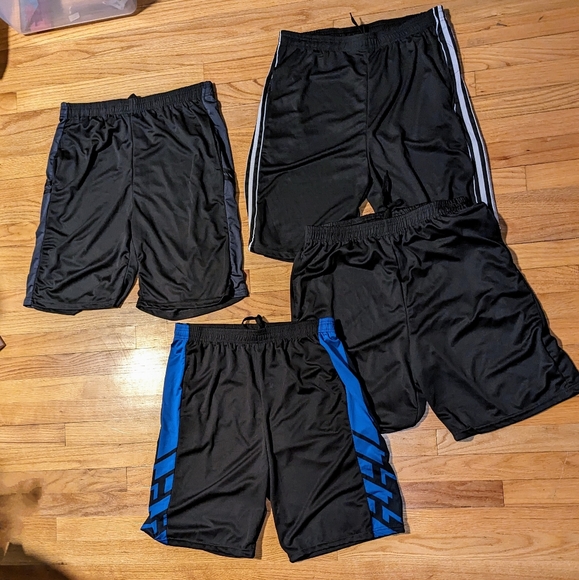 Bundle of 4 Black Athletic Shorts Pocket Drawstring Real Essentials MENS X-LARGE - Picture 1 of 13
